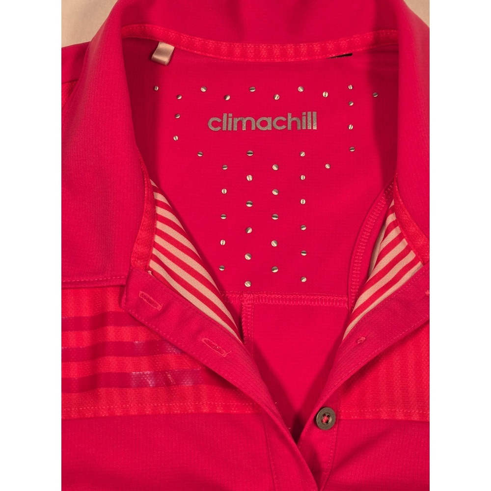 Adidas Climachill Polo Shirt Womens Large Pink Sleeveless Tennis Pickleball Golf - Picture 3 of 6